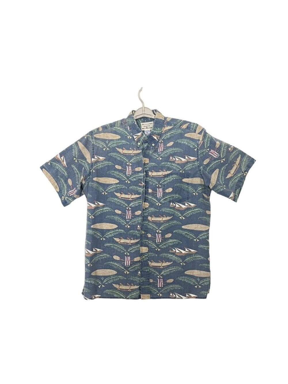 Reyn Spooner Dietrich Varez Mens XL Hawaiian Shirt 2006 Canoe Paddle Flag Sail